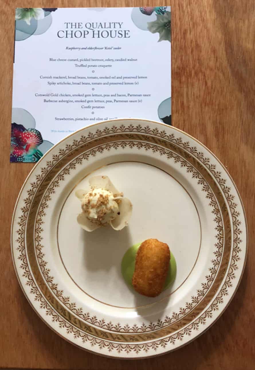 Blue-cheese custard, candied walnut, truffled potato croquette. The Quality Chop House at Wilderness Festival. Even in a field, I retain my standards.
