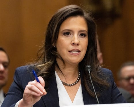 Elise Stefanik testifies before the Senate committee on foreign relations during hearings to examine her nomination to be the US representative to the United Nations on 21 January.