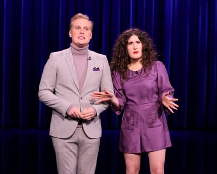 Man and woman on stage