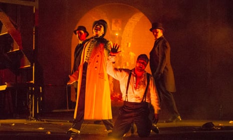 Going down … Tim Dawkins and George von Bergen (front, in the title role) in English Touring Opera’s Don Giovanni.