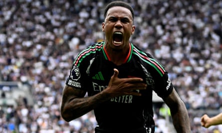 Gabriel Magalhães shows his delight after scoring.