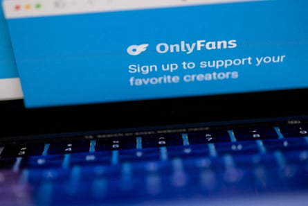 Image of a laptop on which someone has visited the OnlyFans homepage