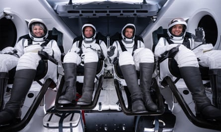 The Polaris Dawn astronauts sitting inside the craft