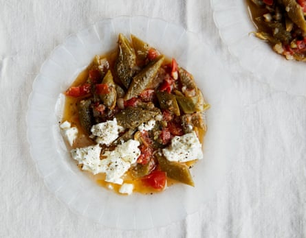 Anna Jones’s olive-oil braised runners with tomato.