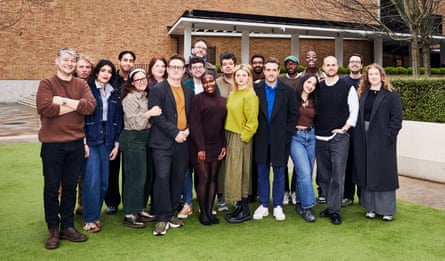 Hull (third from left front row) with fellows Saturday Night Live UK writers.