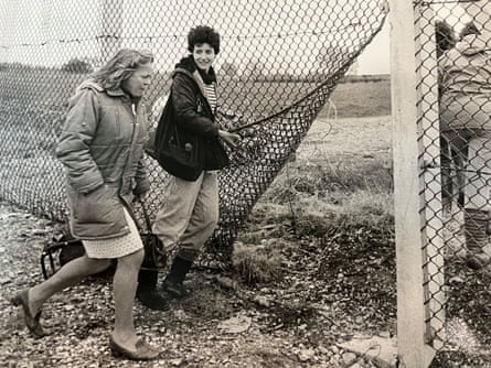 Alice Cook, right, at Greenham Common peace camp.