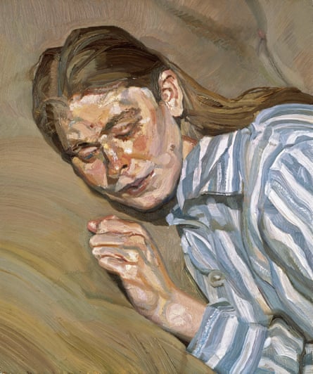 Girl In A Striped Nightdress, Or Celia 1983-85, by Lucian Freud