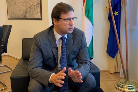 Gergely Gulyas, the Hungarian prime minister chief of staff is pictured speaking in his office in Budapest.
