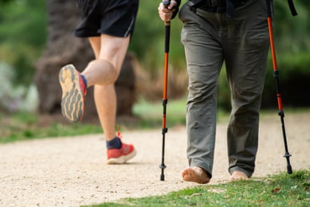Gen Blades hiking barefoot.