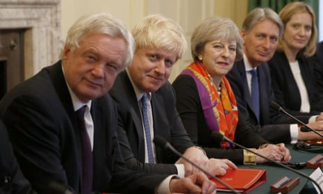 The frontrunners in the leadership race. From left: David Davis, Boris Johnson, Theresa May, Philip Hammond, Amber Rudd.