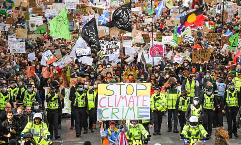 Climate protesters in Glasgow, 5 November.