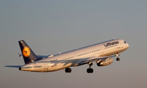 A Lufthansa Airbus A321-100 airplane takes off from the airport in Palma de Mallorca, Spain.