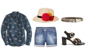 Shirt, £130, jcrew.com Shorts, £20, next.co.uk Hat, £300 by Eugenia Kim from harveynichols.com Belt, £190 by Isabel Marant from matchesfashion.com Sandals, £325, joseph.co.uk