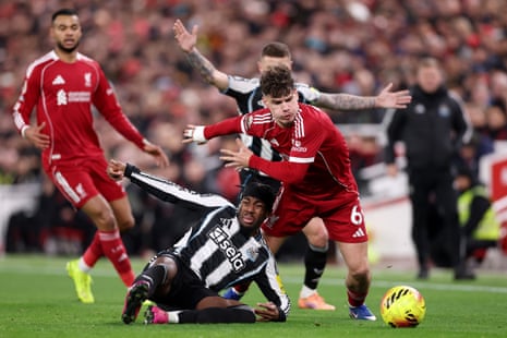 Milos Kerkez fouls Anthony Elanga.