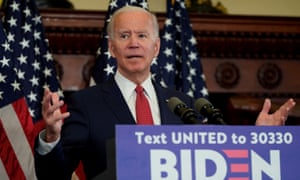 Joe Biden speaks about Donald Trump’s response to protests across the US, in Philadelphia on Tuesday.