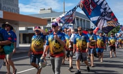 Unionists and their families march for Labour Day through Gladstone