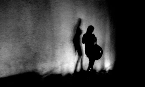 A woman in silhouette