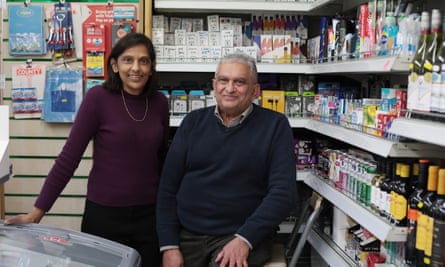Jayant and Rajeshree Amin in their shop near Mansion House tube station in London.