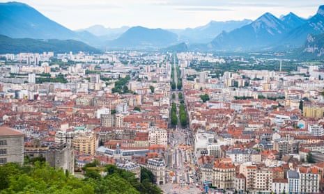 Grenoble, the French city surrounded by the Alps in the Rhone-Alpes region.