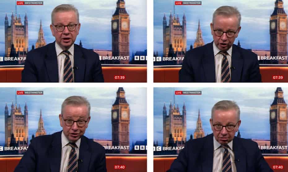 Four stills of Michael Gove on BBC Breakfast