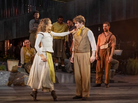 Go Home With Bonnie Jean … L to r, Chrissy Brooke (Maggie Anderson), Danny Nattrass (Harry Beaton) and cast in Brigadoon.