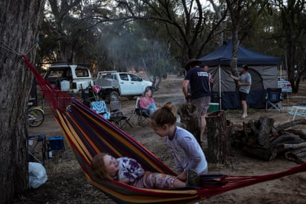 The Griffiths family of Sunbury camping on the Murray River