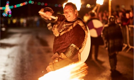 A smiling Viking at Flamborough New Year's Eve fire festival