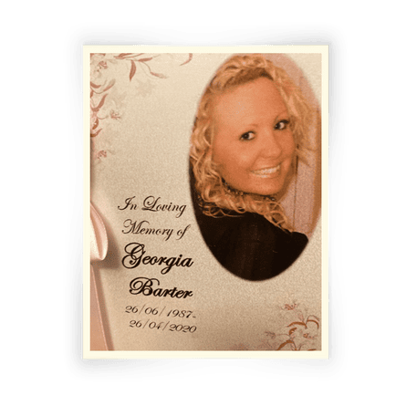 The order of service for Georgia Barter’s funeral.