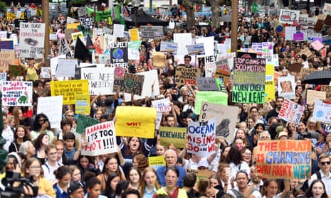 Thousands of students attend the global climate strike rally at Town Hall in Sydney, Australia, in March.