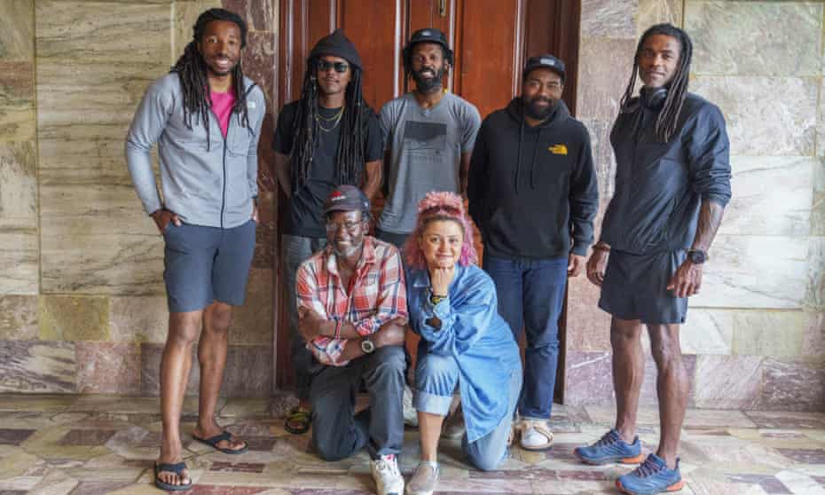 Members of the all-Black team to climb Everest at the Yak and Yeti hotel in Kathmandu, 18 May 2022. 