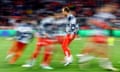 Bayern Munich's Harry Kane warms up with his teammates prior to the Champions League quarter-final, second leg match against Arsenal.