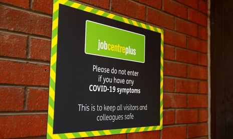 Covid sign at a Jobcentre Plus