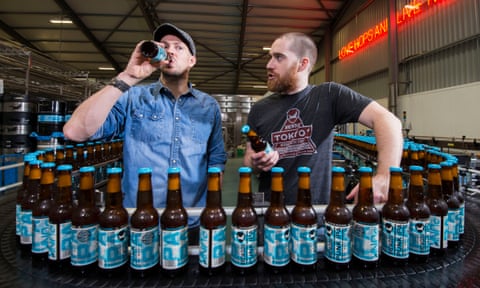 James Watt and Martin Dickie, the founders of Brewdog, at their new brewery in Ellon, Aberdeenshire