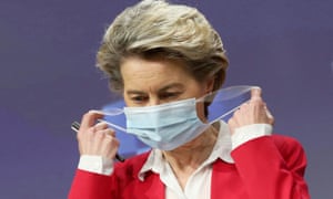 European commission president, Ursula von der Leyen holds a news conference on vaccine strategy in Brussels on 8 January