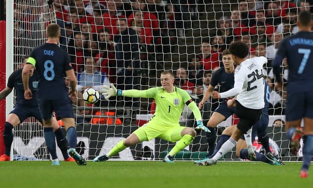 Jordan Pickford kept England in the game with saves from Leroy Sané and Timo Werner.
