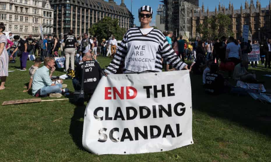 A leaseholders demonstration for building safety and cladding removal, Parliament Square, London, 16 September 2021.