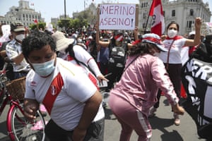 People dance in the streets after Merino’s resignation on 15 November