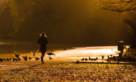 A runner in Regent’s Park, London, at sunrise