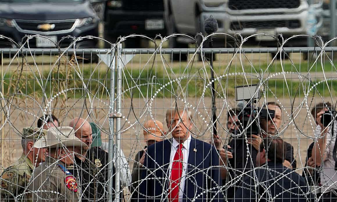 Donald Trump visits the US-Mexico border in Texas in February.