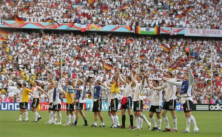 Germany celebrate their World Cup last-16 victory over Sweden in front of an adoring home support in 2006