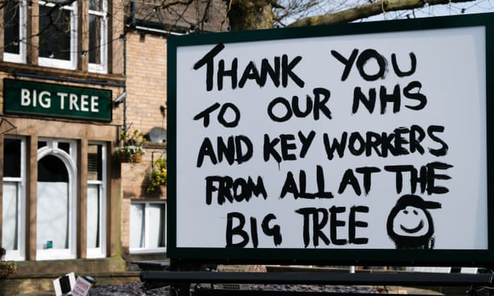 The closed Big Tree pub in Sheffield thanks NHS and key workers.