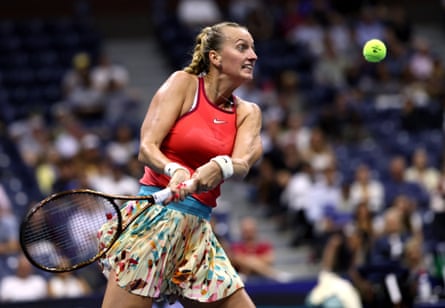 Caroline Wozniacki edges past Petra Kvitová into US Open third round on night of nostalgia | US Open Tennis 2023 5 Petra Kvitová hits a backhand at the US open