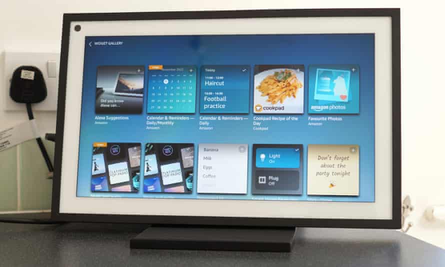 A screen showing a selection of widgets available for the Echo Show 15.