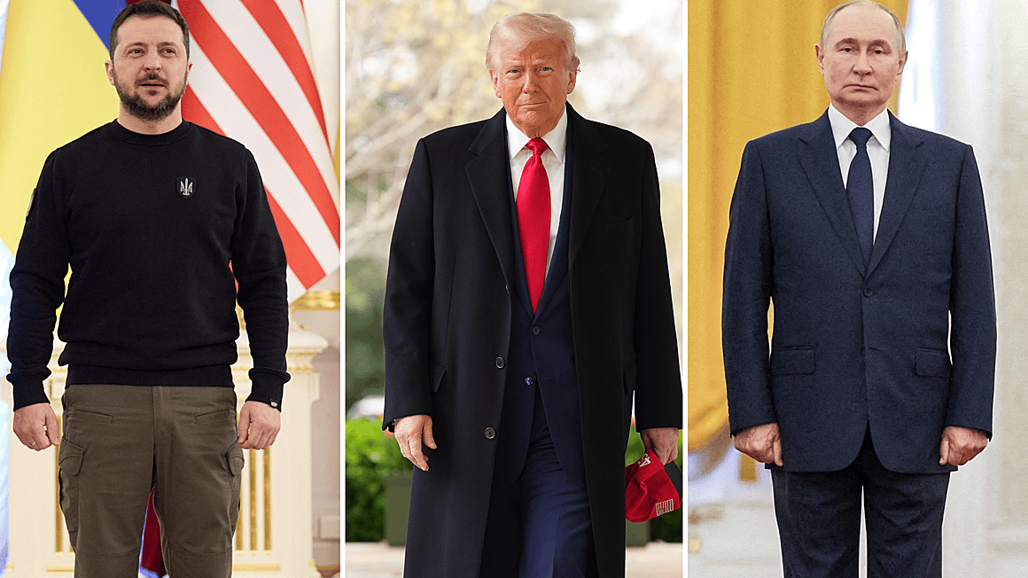 Composite of (from left) Zelenskyy, Trump and Putin