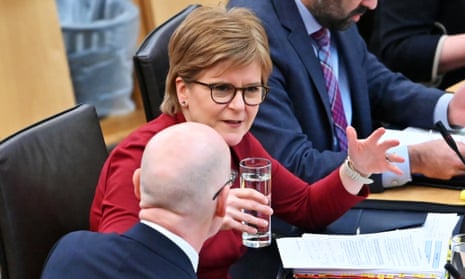 First Minister Nicola Sturgeon during First Minister's Questions in the Scottish Parliament, on February 9, 2023 in Edinburgh, Scotland.