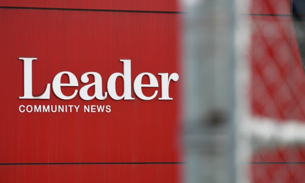 A sign for Leader Community Newspapers at its Melbourne office