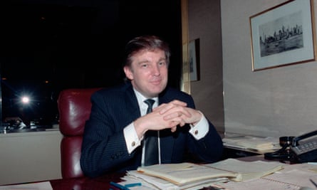 Donald Trump at his desk, where he likes to review everything written or said about him.
