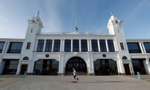 A jogger runs past the deserted Spanish City, Whitley Bay, this morning.
