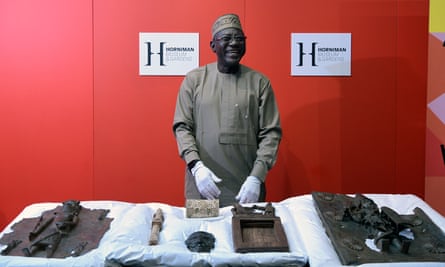 Professor Abba Tijani, director general of Nigeria’s National Commission for Museums and Monuments, at the Horniman Museum and Gardens in south London after it was agreed objects looted from Benin in 1897 would be returned to Nigeria.