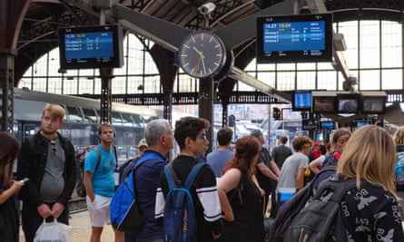 Interrail passengers at Copenhagen Central Station.